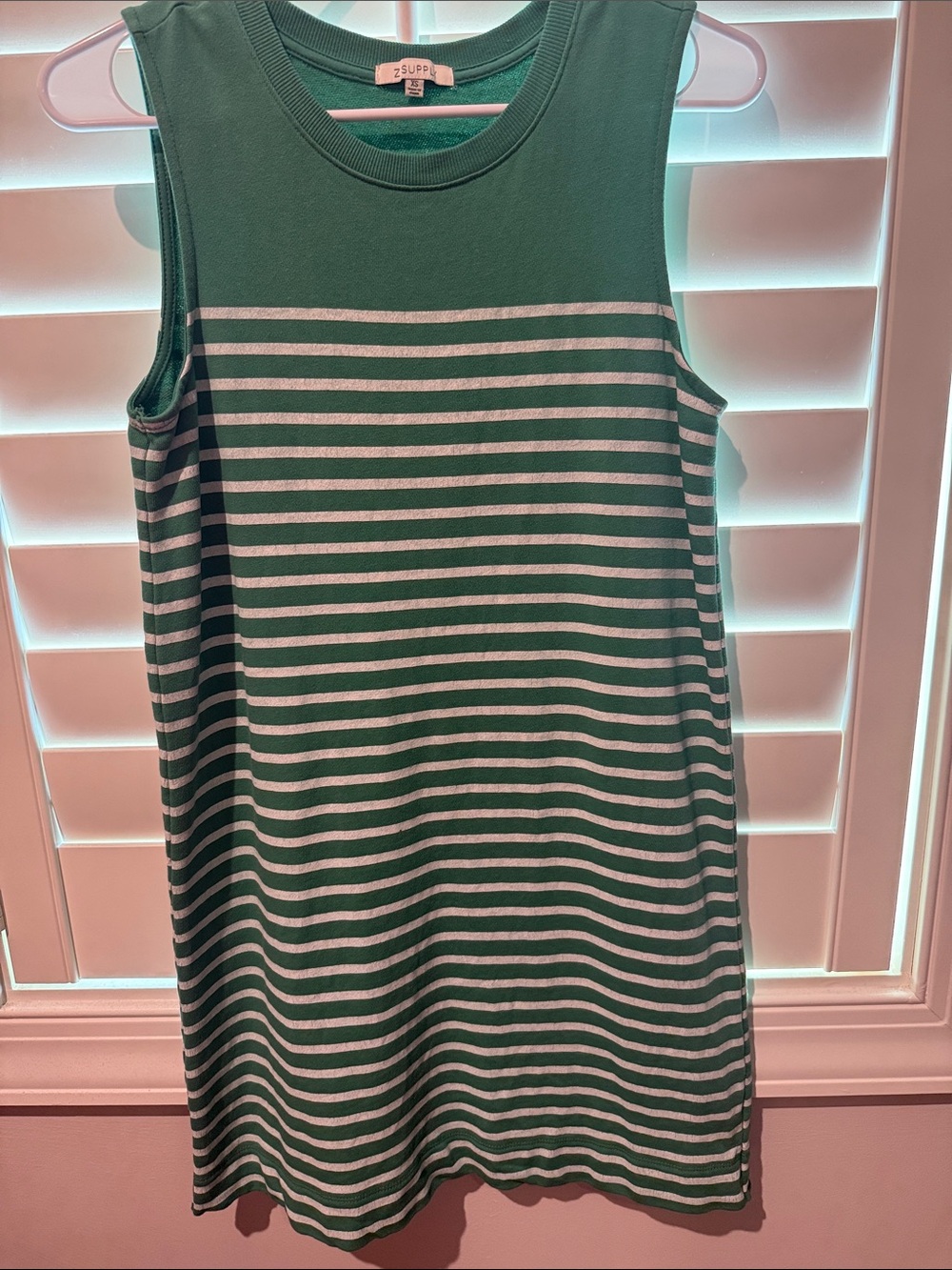 Z Supply Green & White Striped Sleeveless Mini Dress